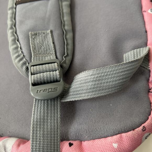 Jansport Backpack Trans Pink Pug Face Dog Heart Print Book Bag Full Size Nice - Picture 11 of 16